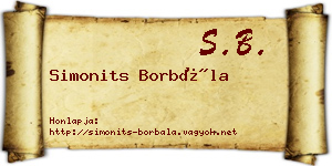Simonits Borbála névjegykártya