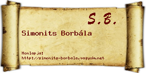 Simonits Borbála névjegykártya